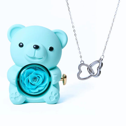 ETERNAL ROSE BEAR & PERSONALISED NECKLACE