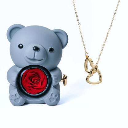 ETERNAL ROSE BEAR & PERSONALISED NECKLACE