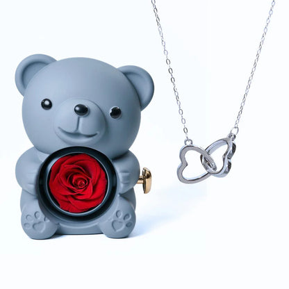 ETERNAL ROSE BEAR & PERSONALISED NECKLACE