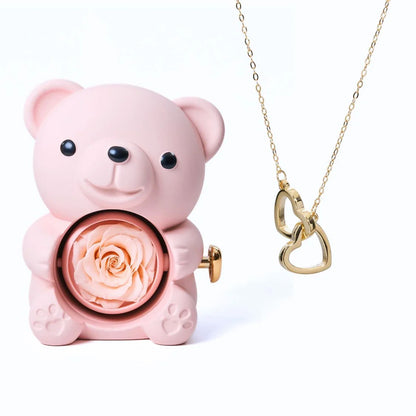 ETERNAL ROSE BEAR & PERSONALISED NECKLACE