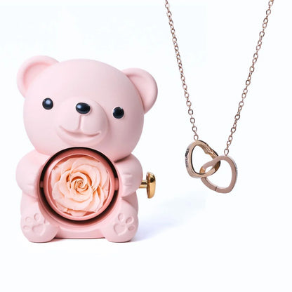 ETERNAL ROSE BEAR & PERSONALISED NECKLACE