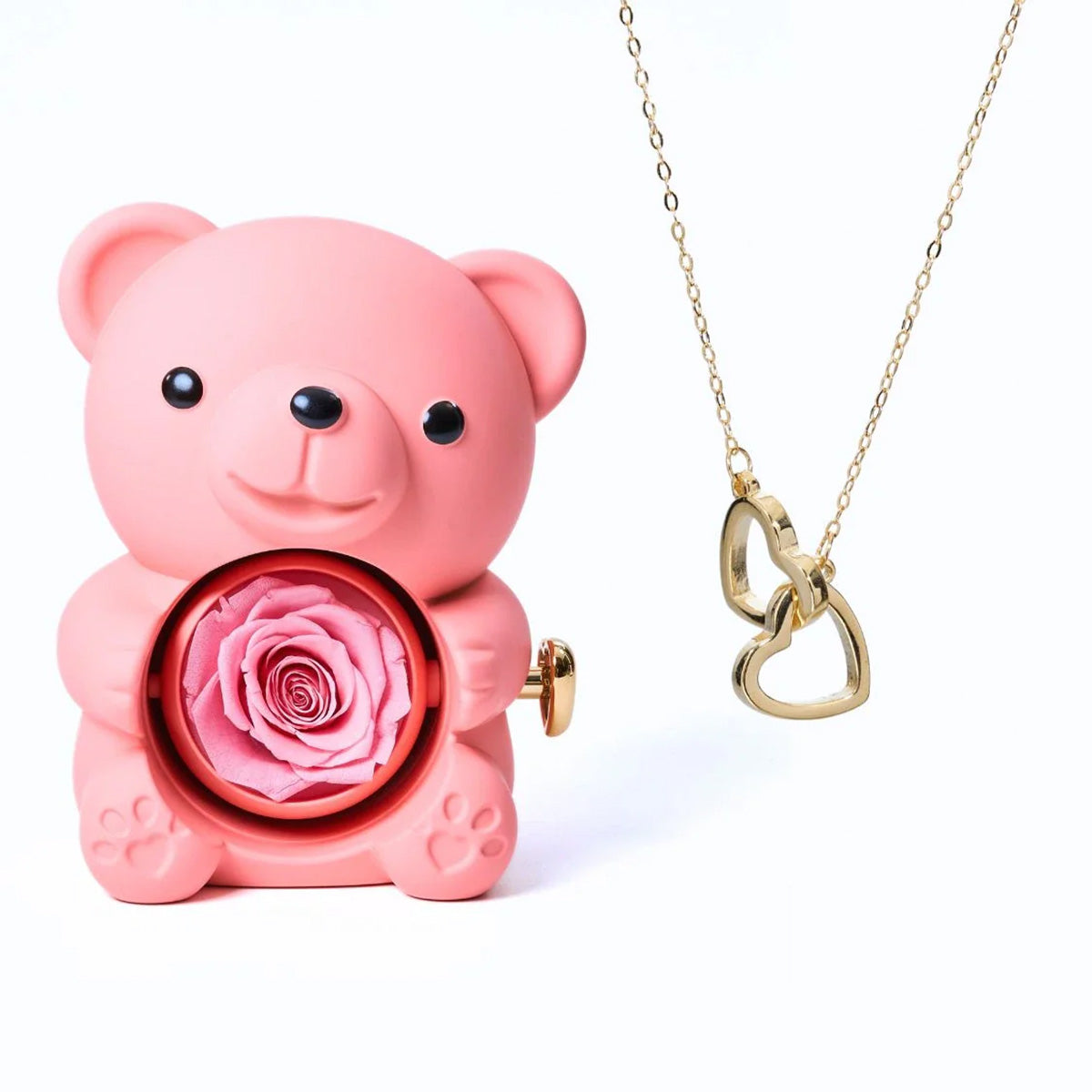 ETERNAL ROSE BEAR & PERSONALISED NECKLACE