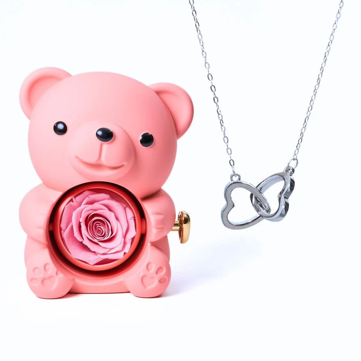 ETERNAL ROSE BEAR & PERSONALISED NECKLACE