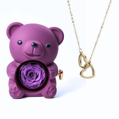 ETERNAL ROSE BEAR & PERSONALISED NECKLACE