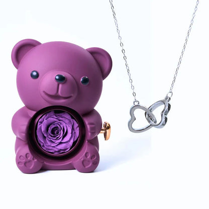 ETERNAL ROSE BEAR & PERSONALISED NECKLACE