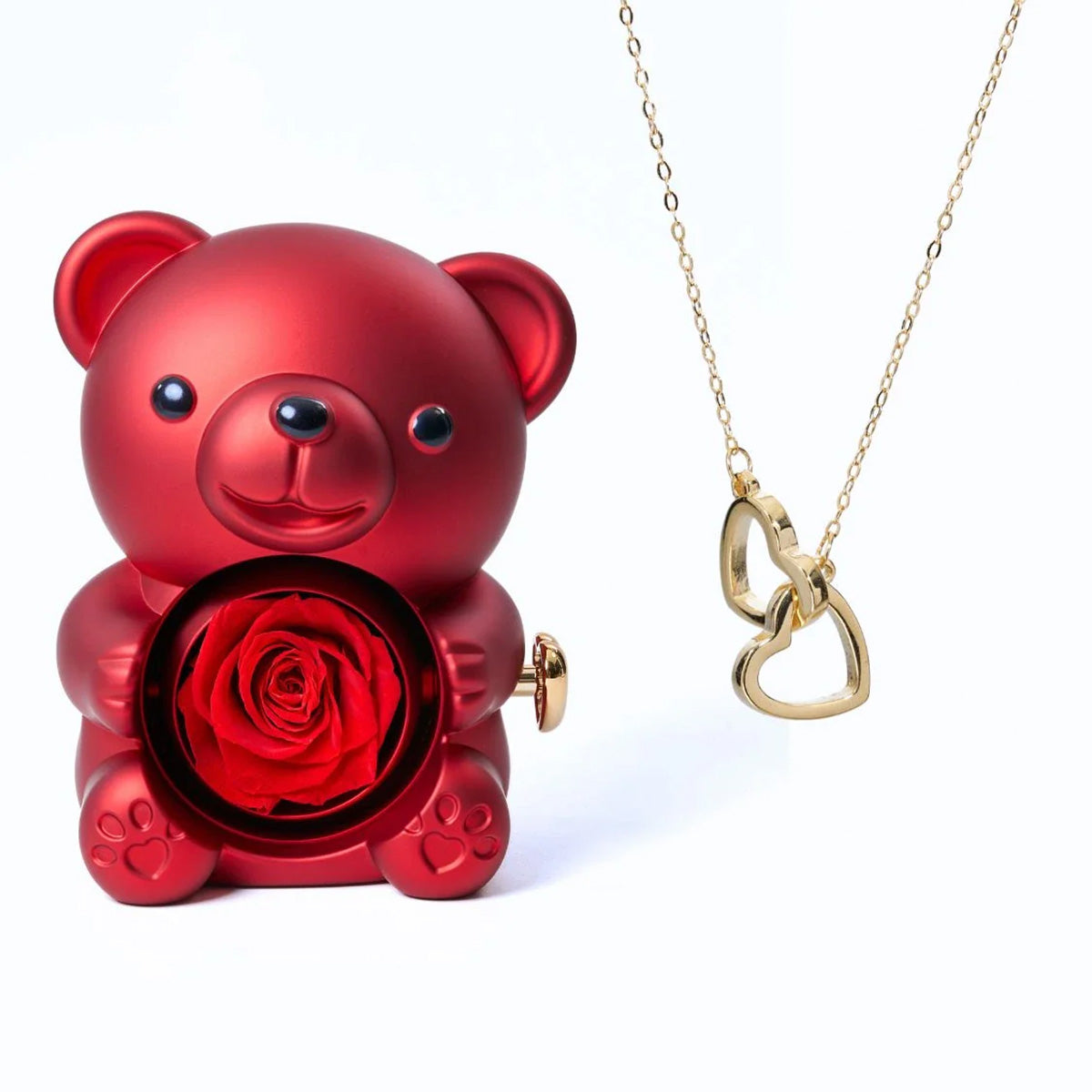 ETERNAL ROSE BEAR & PERSONALISED NECKLACE