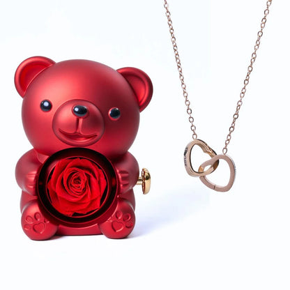 ETERNAL ROSE BEAR & PERSONALISED NECKLACE