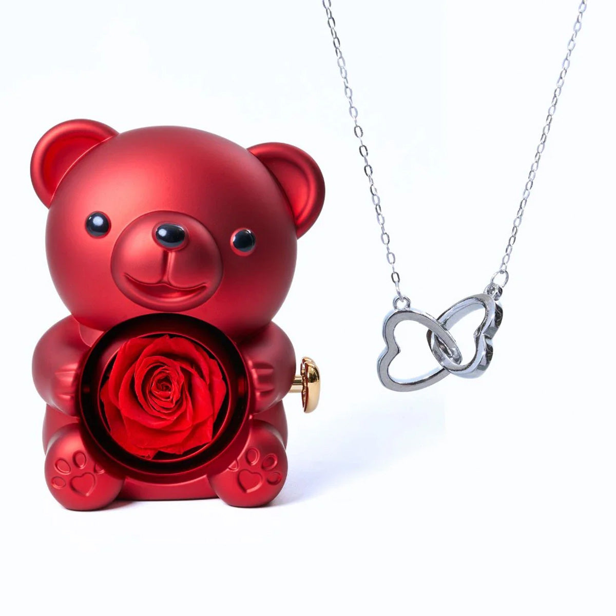 ETERNAL ROSE BEAR & PERSONALISED NECKLACE