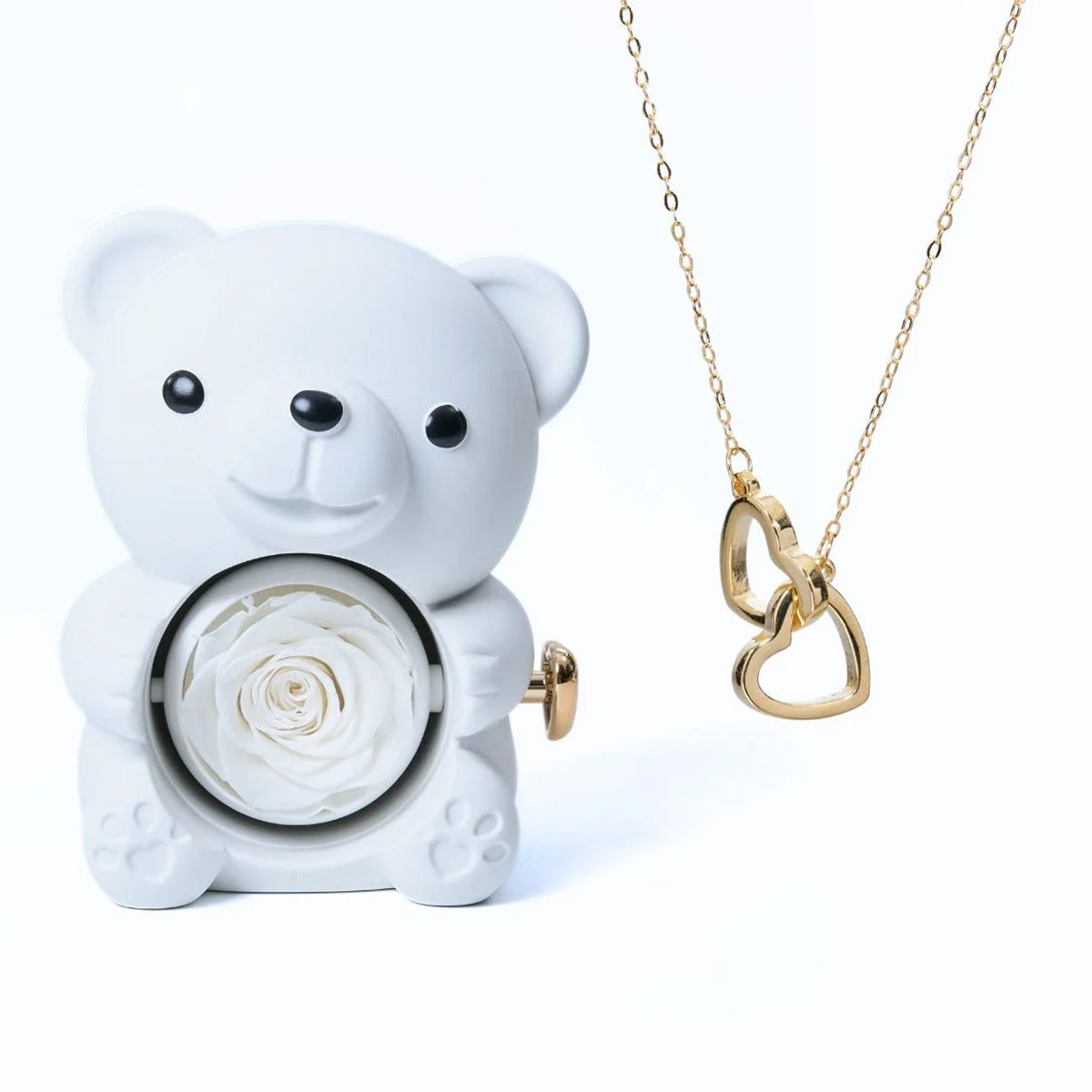 ETERNAL ROSE BEAR & PERSONALISED NECKLACE