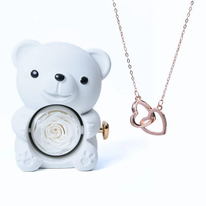 ETERNAL ROSE BEAR & PERSONALISED NECKLACE