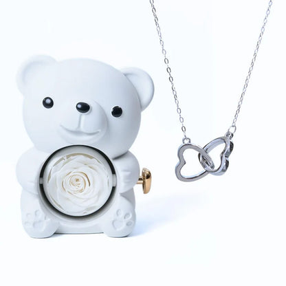 ETERNAL ROSE BEAR & PERSONALISED NECKLACE