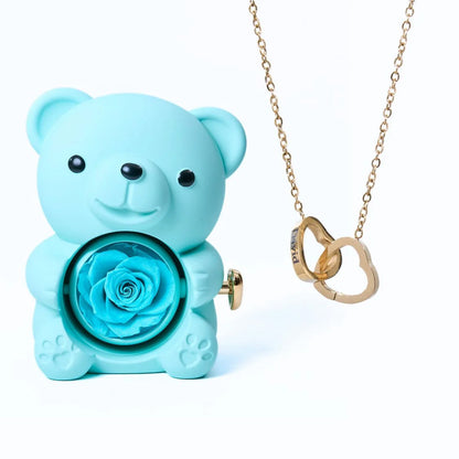 ETERNAL ROSE BEAR & PERSONALISED NECKLACE