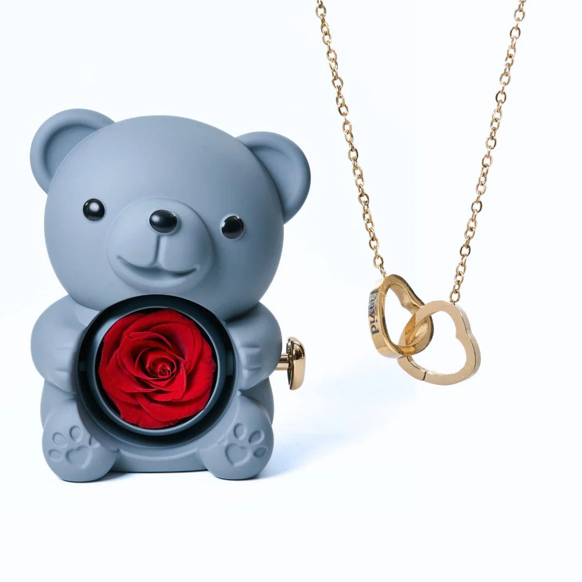 ETERNAL ROSE BEAR & PERSONALISED NECKLACE