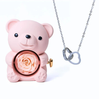 ETERNAL ROSE BEAR & PERSONALISED NECKLACE