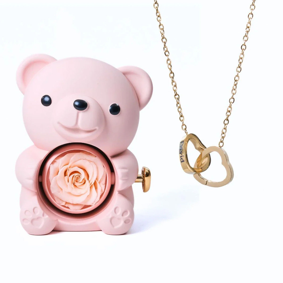 ETERNAL ROSE BEAR & PERSONALISED NECKLACE