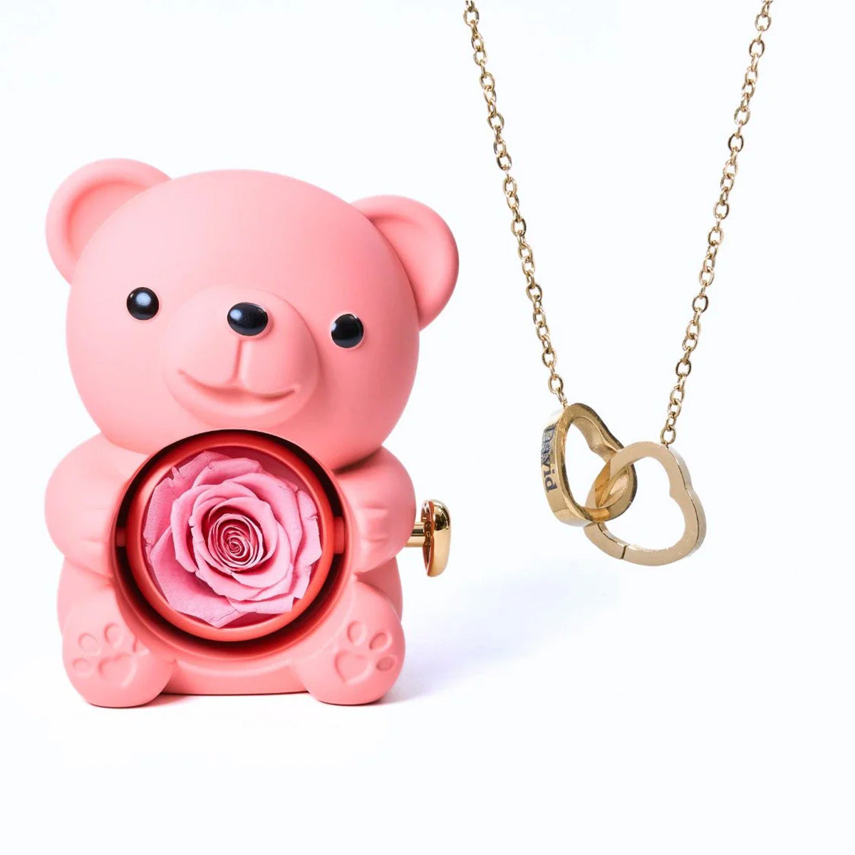 ETERNAL ROSE BEAR & PERSONALISED NECKLACE