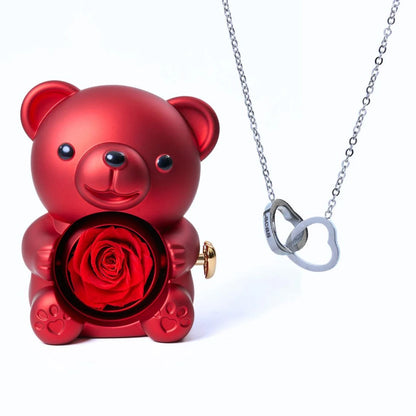 ETERNAL ROSE BEAR & PERSONALISED NECKLACE