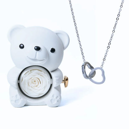 ETERNAL ROSE BEAR & PERSONALISED NECKLACE